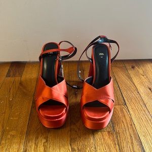 Zara Orange platform heels - never worn